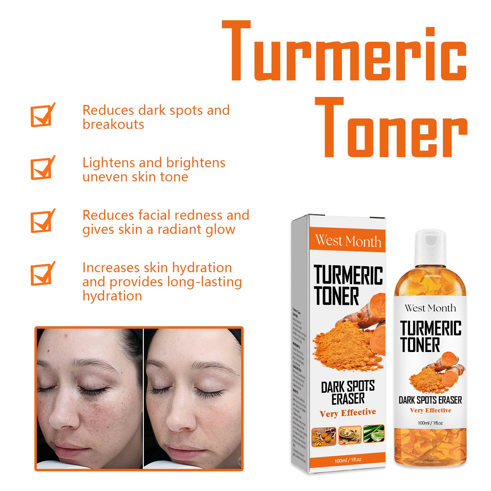 Black Turmeric Toner——Deeply Hydrating, Firming, Moisturizing and Moisturizing Facial Skin Toner