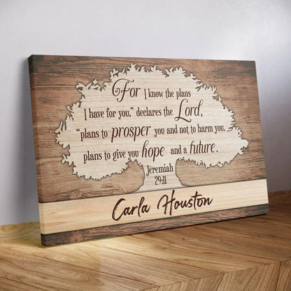 For I Know The Plans I Have For You Jeremiah 29:11 Wall Art Canvas With Personalized Name