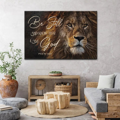 Be Still And Know That I Am God, Lion Of Judah, Christian Wall Art Canvas