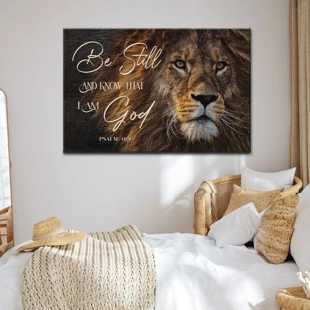 Be Still And Know That I Am God, Lion Of Judah, Christian Wall Art Canvas