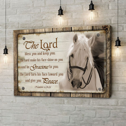 The Lord Bless You And Keep You, Horse, Farmhouse, Christian Wall Art Canvas